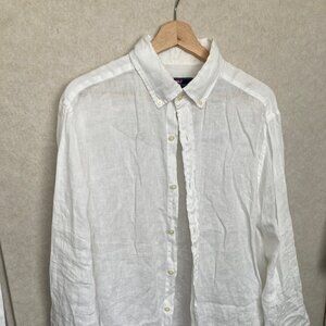 Vineyard Vines Men's White Linen Button Down Size Large